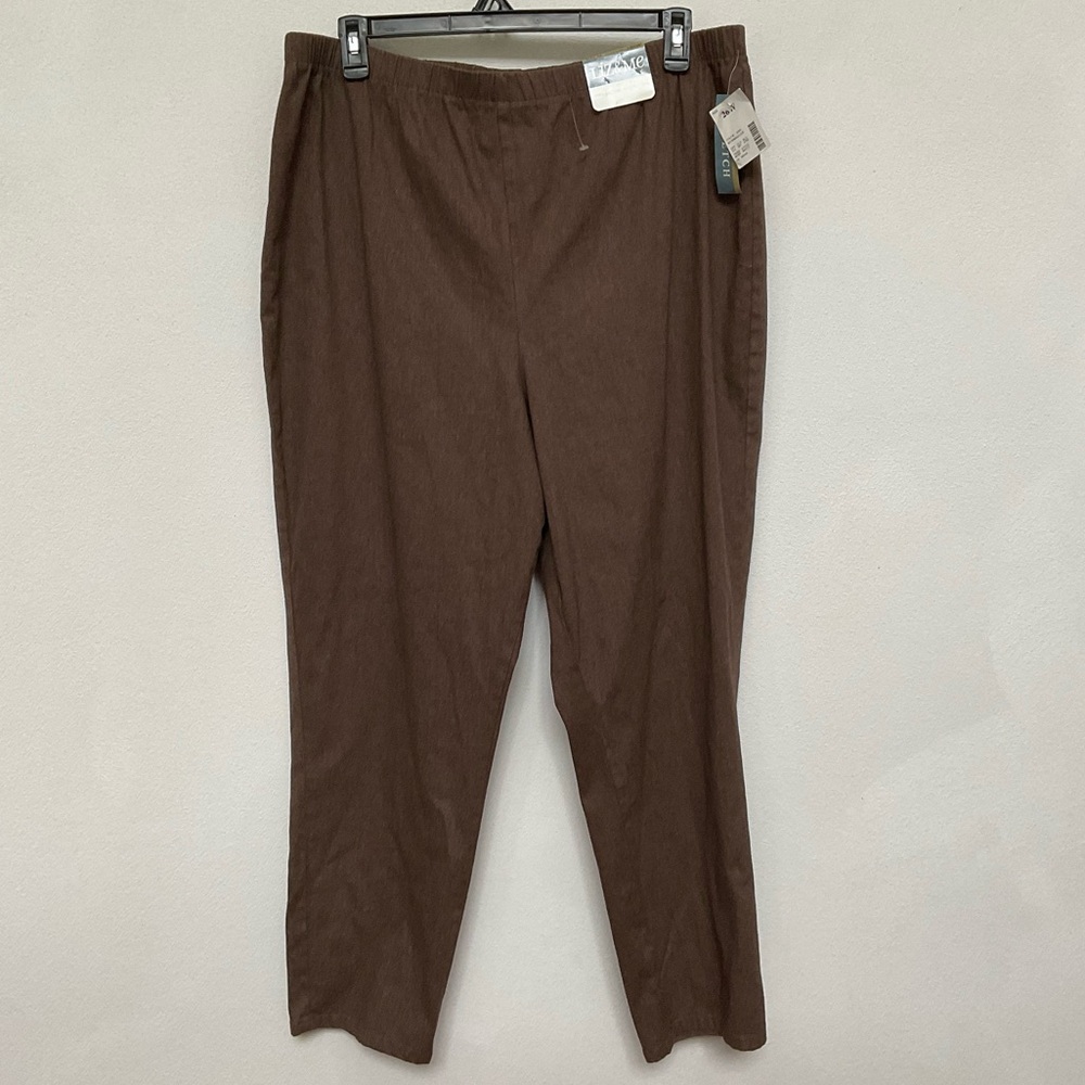NWT Liz & Me Chocolate Brown Pull On Elastic Waist Pants Size 26 Stretch